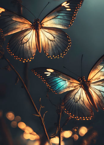 Canvastavla - Butterflies at Night
