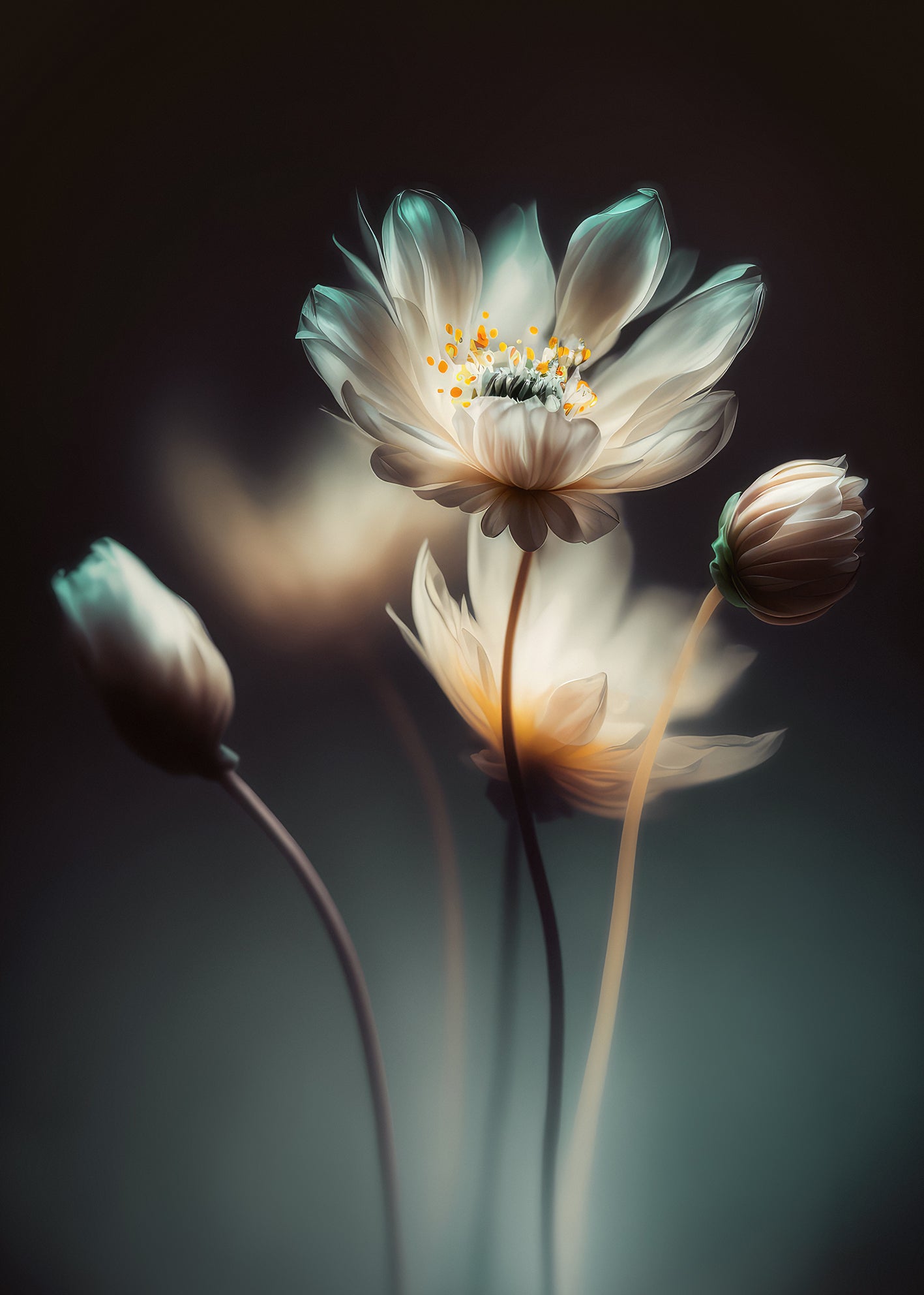 Canvastavla - White Flowers