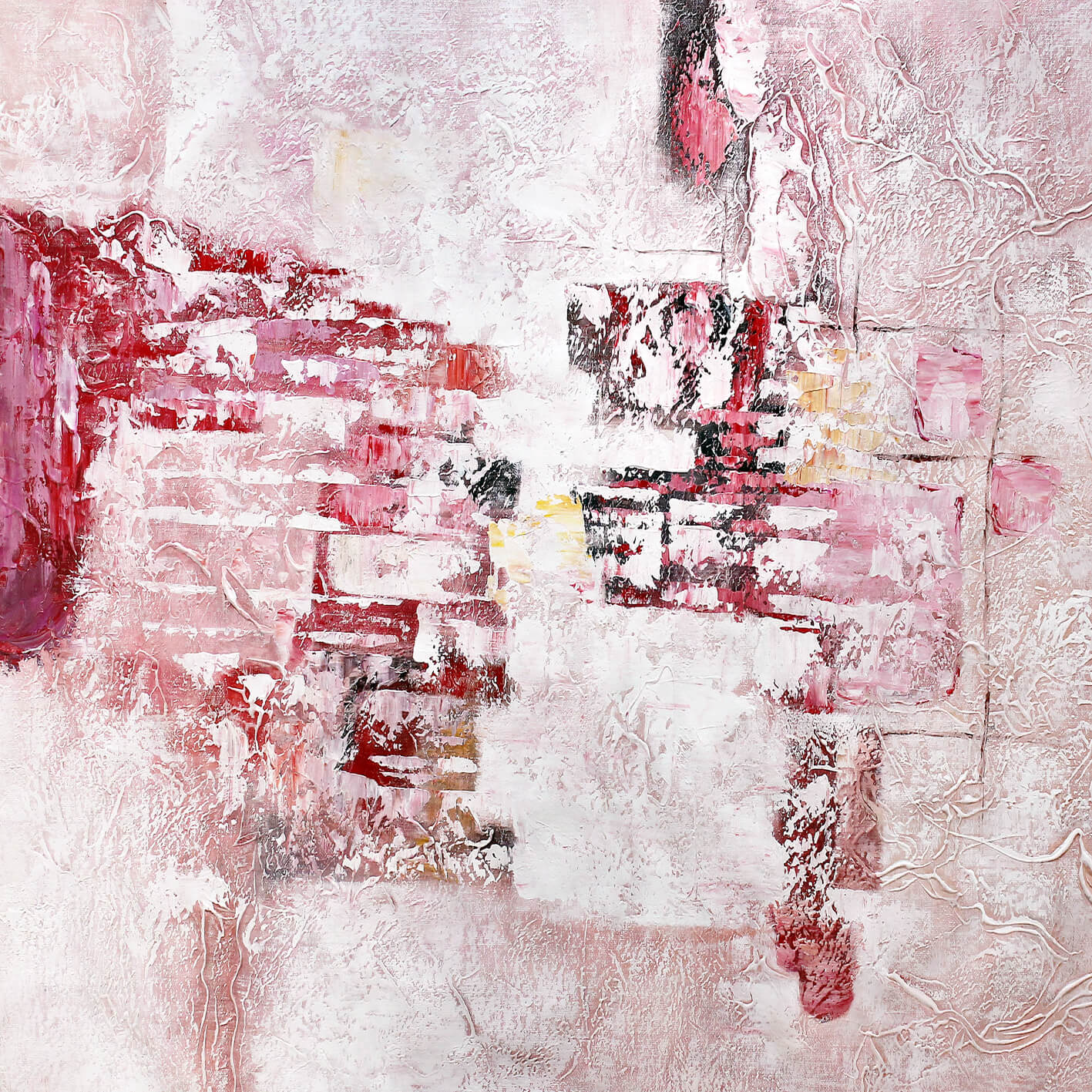 Abstrakt Oljemålning - Pink Love (100x100cm)