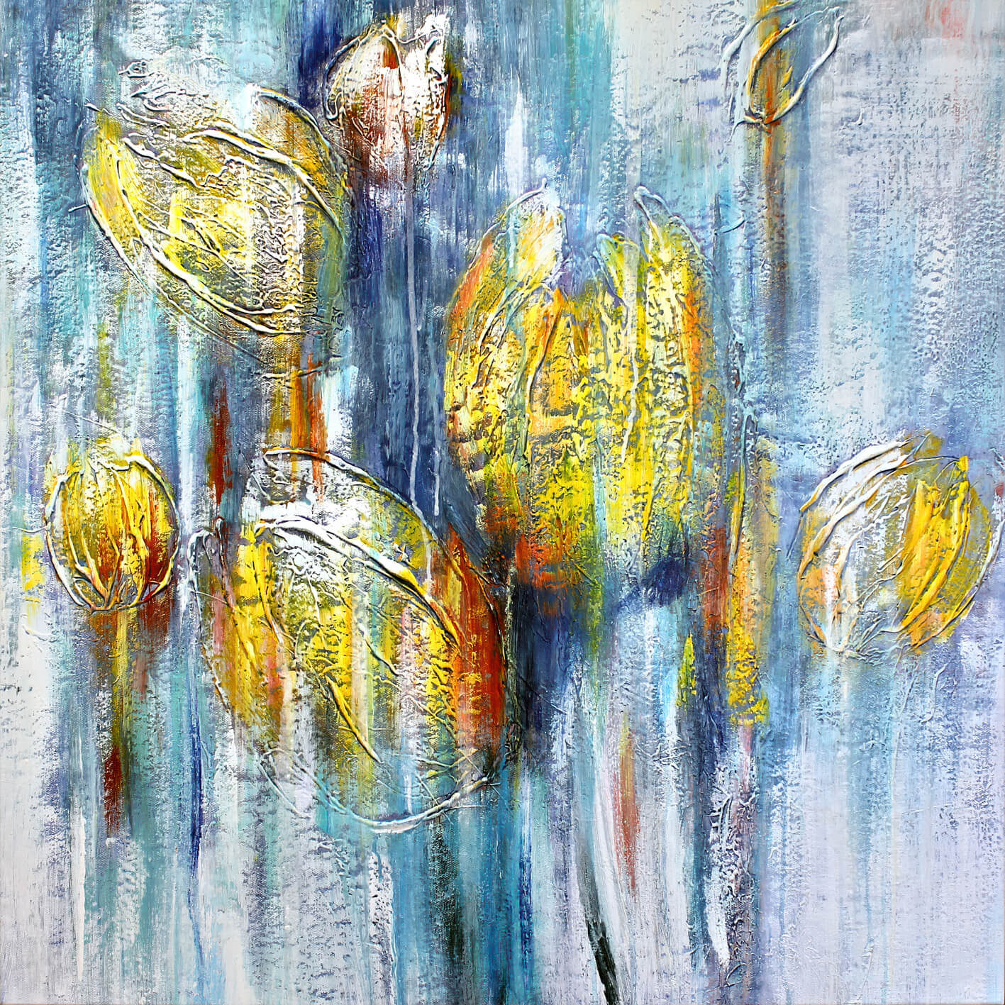 Abstrakt Oljemålning - Wild Tulips