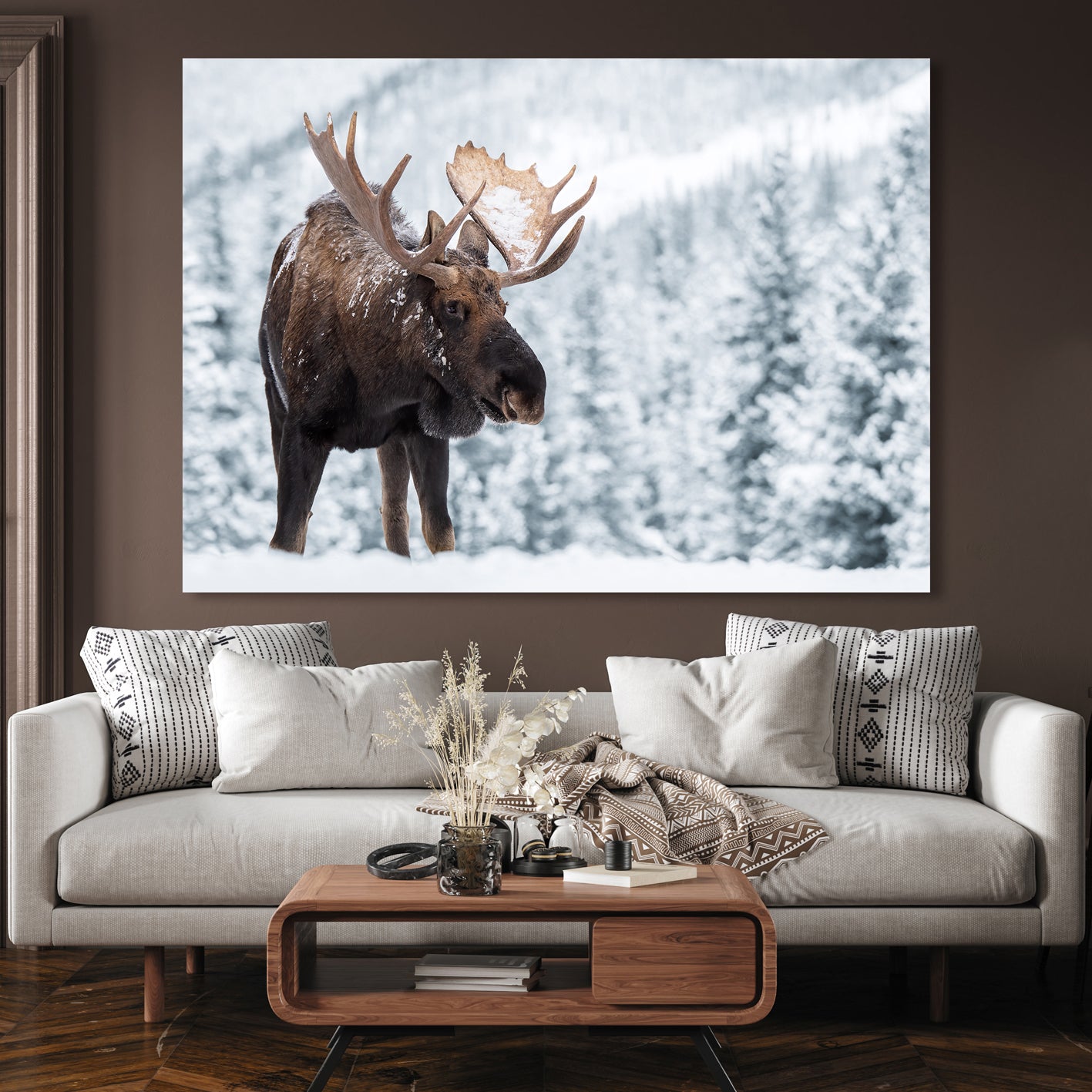 Canvastavla - Moose in Snow