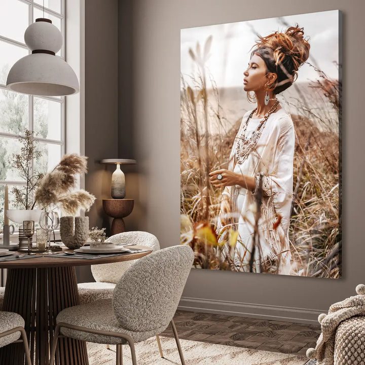 Canvastavla - Boho Woman in Field