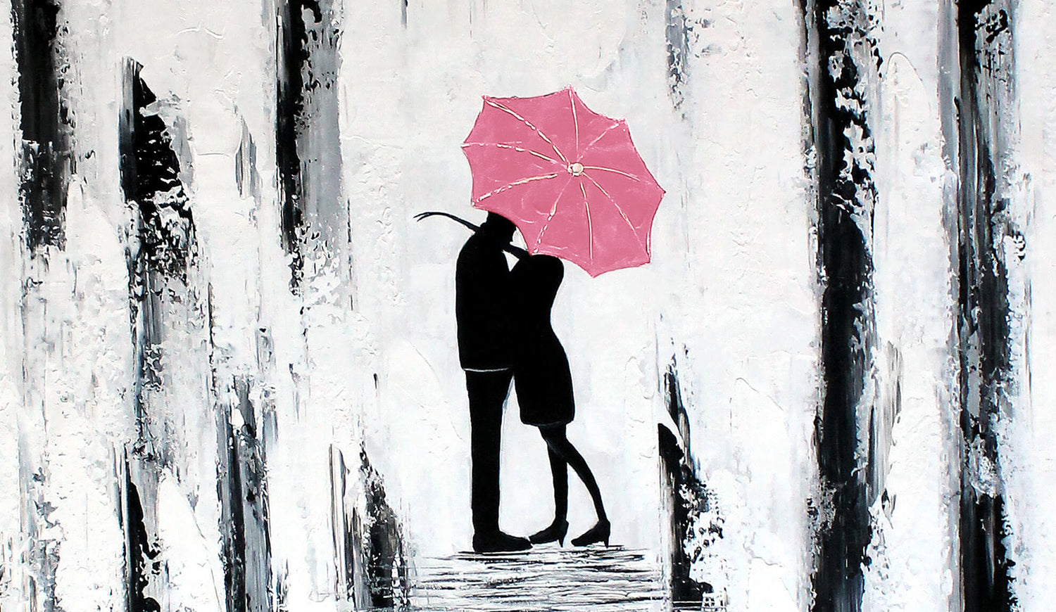 Abstrakt Oljemålning - Rosa Kärlek