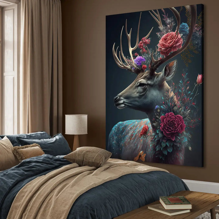 Canvastaulu - Deer with flowers