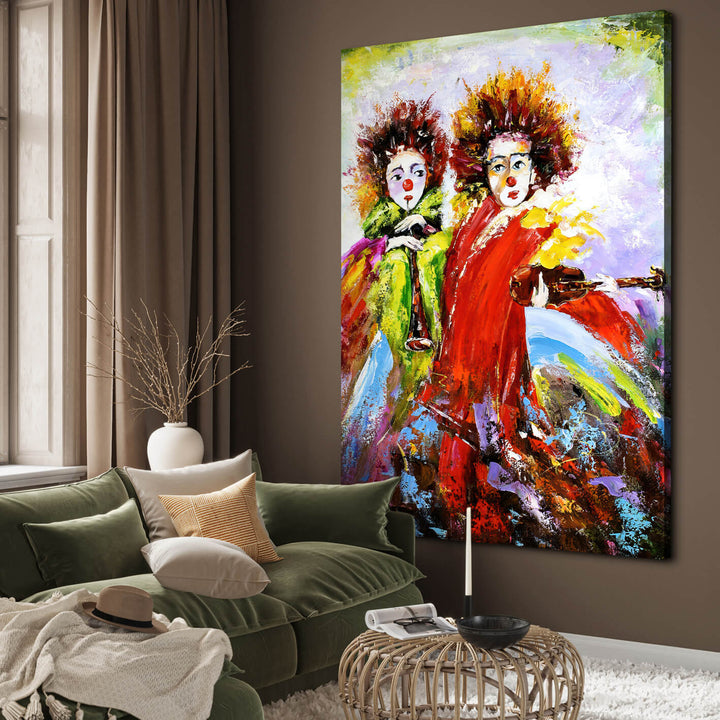 Abstrakt Oljemålning - Clowner