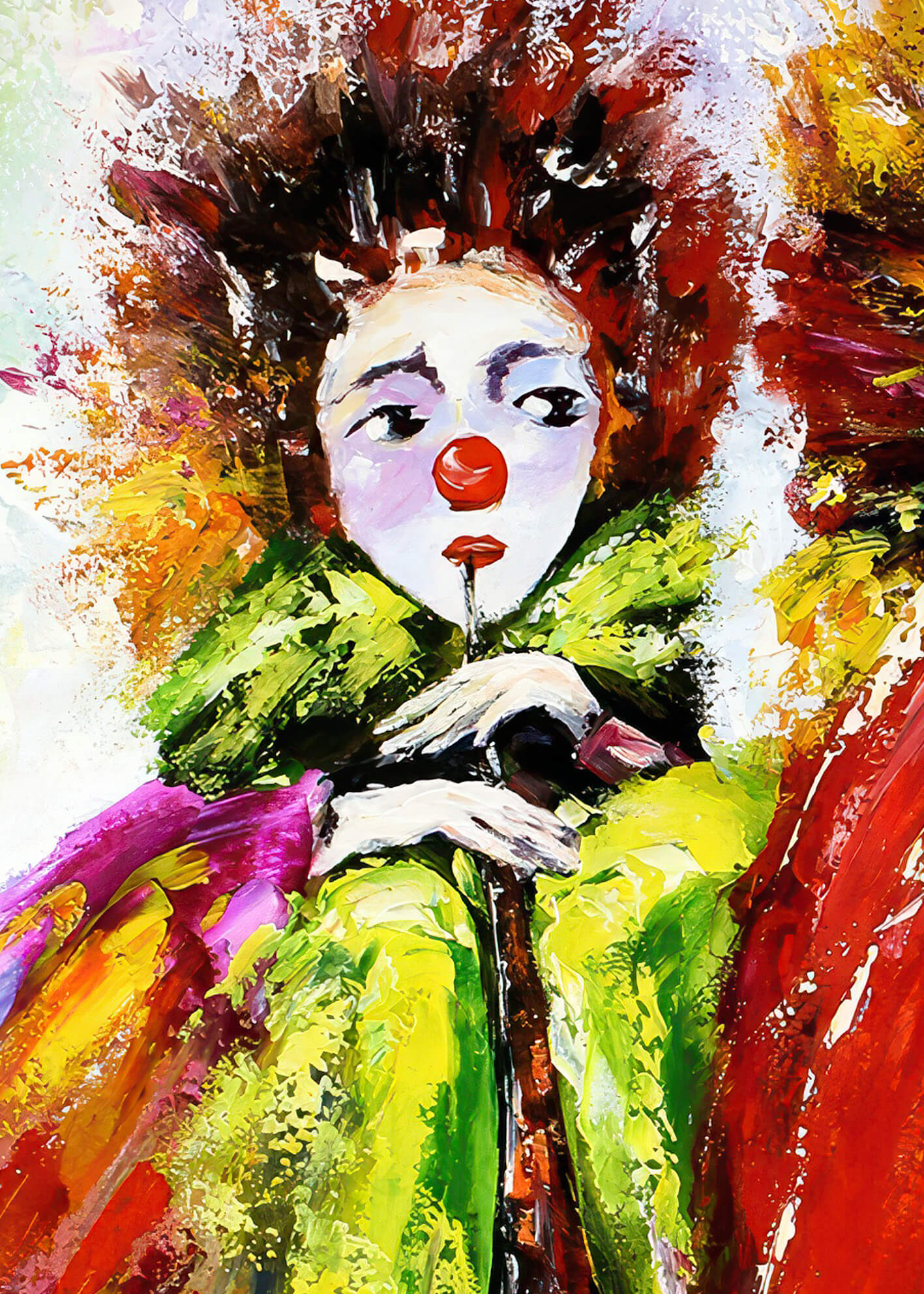 Abstrakt Oljemålning - Clowner