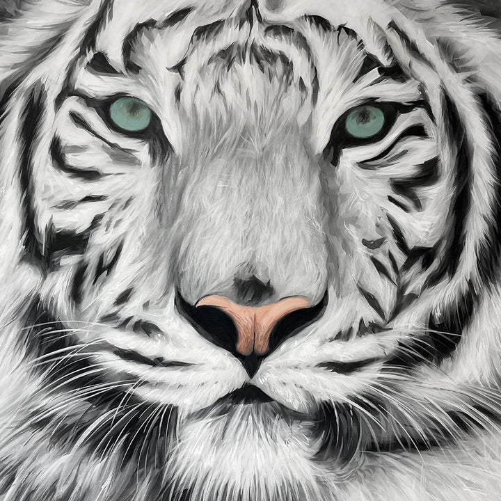 Abstrakt Oljemålning - Vit Tiger
