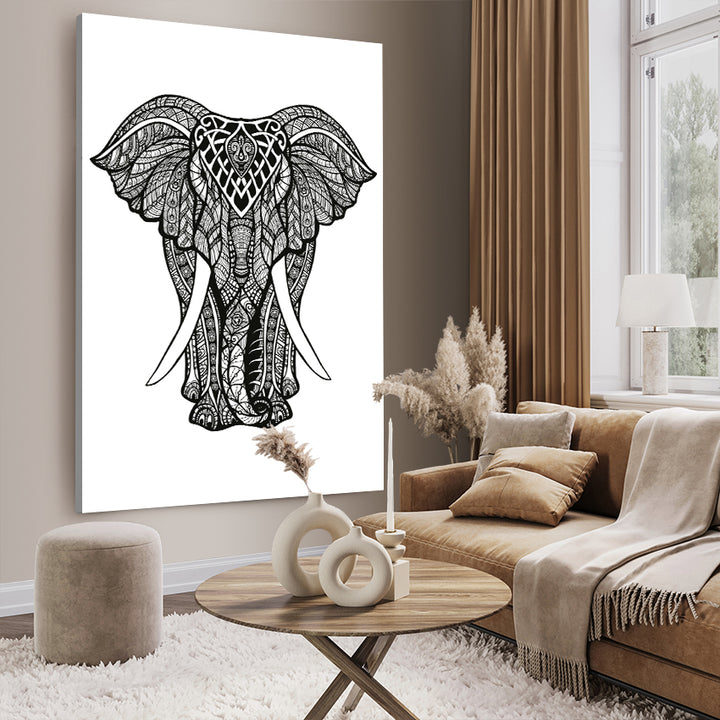 Canvastavla - Elephant black and white