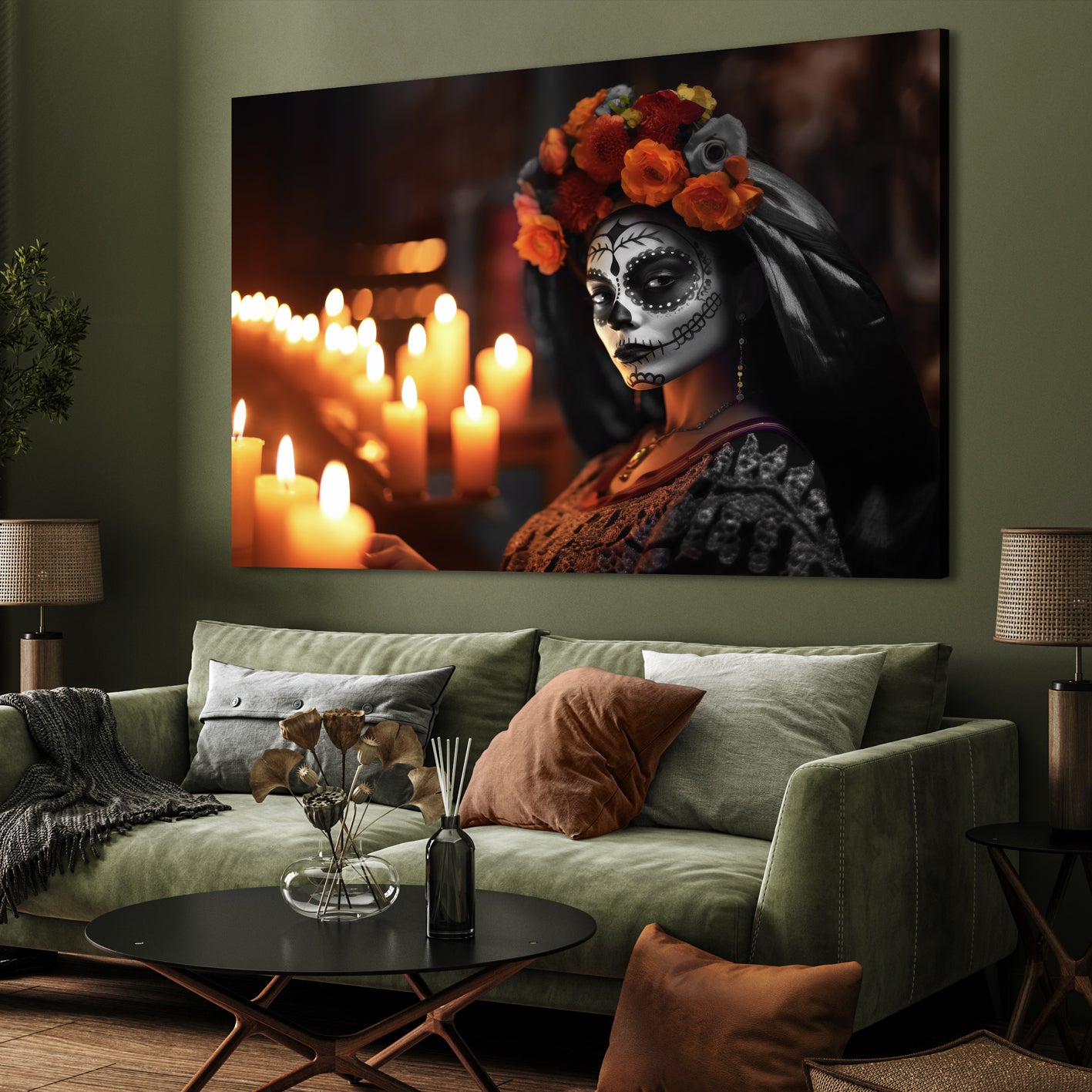 Canvastavla - Skull and Petal