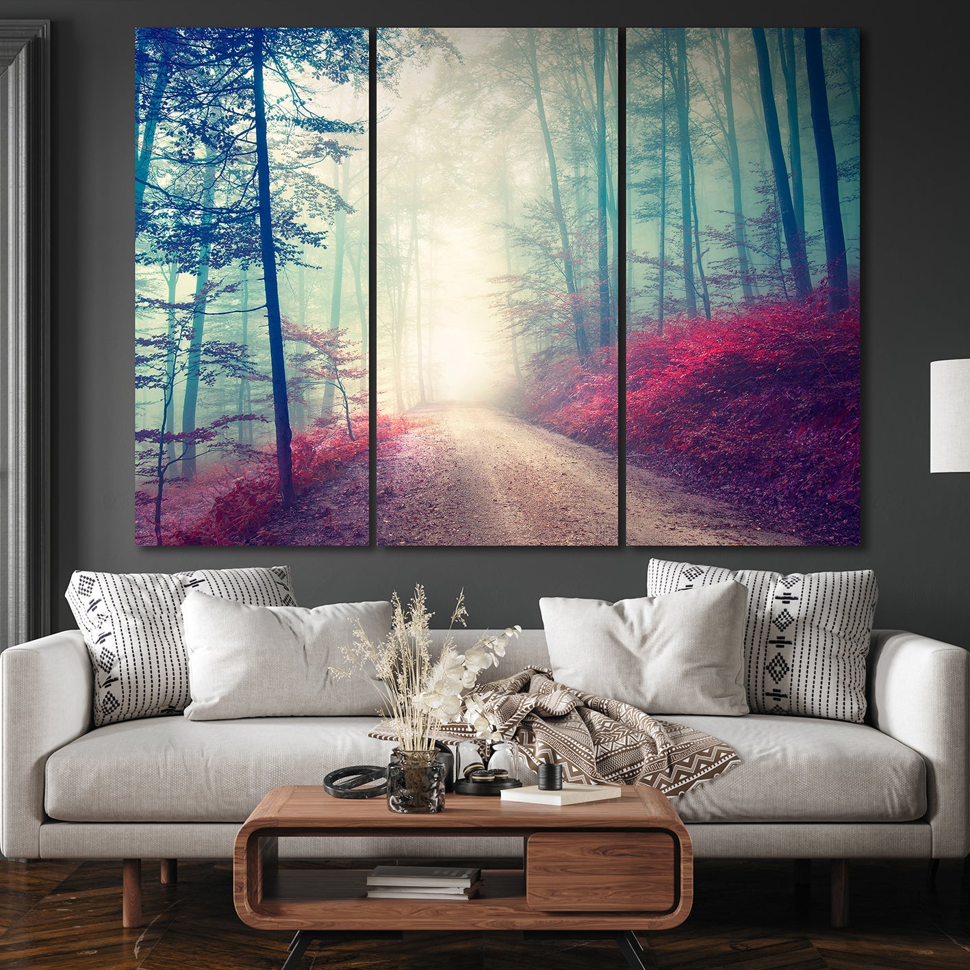 Canvastavla - Magical Red Forest