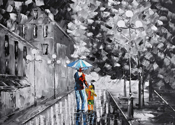 Abstrakt Oljemålning - Long Walk Home