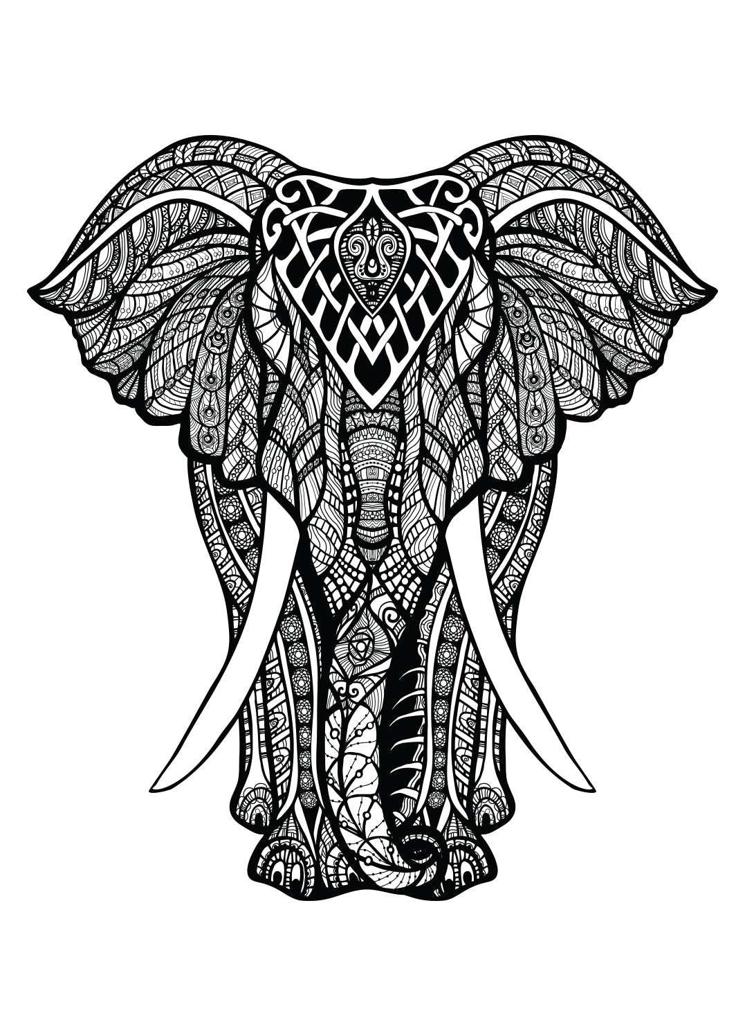 Canvastavla - Elephant black and white