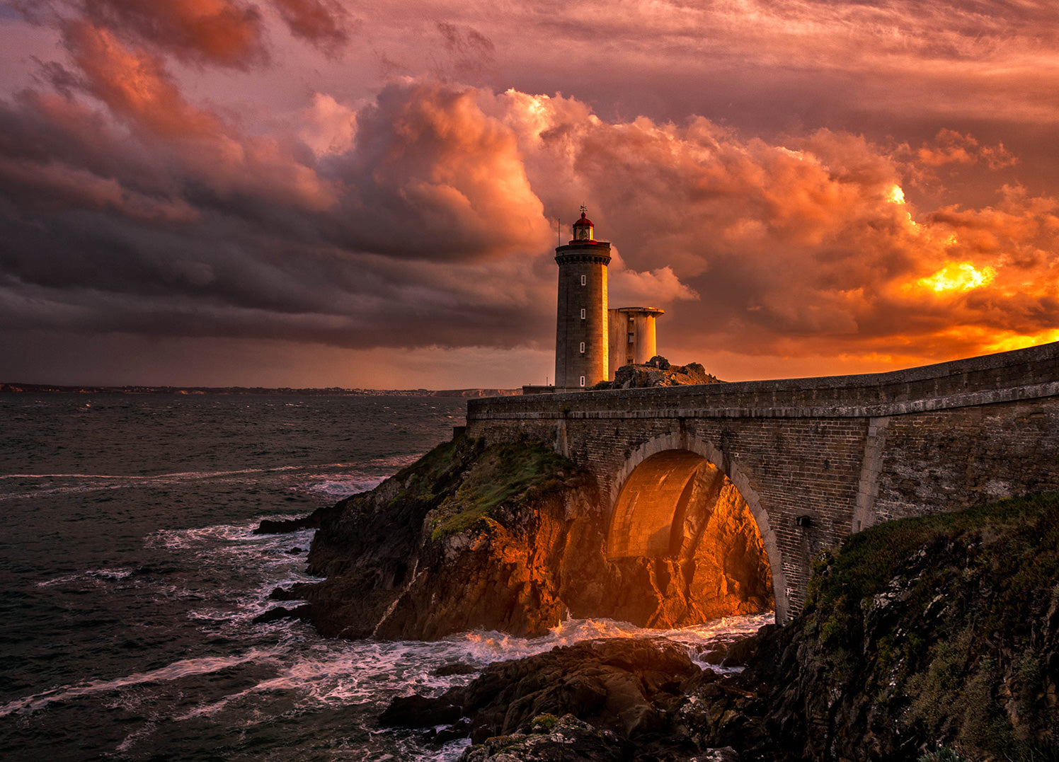 Canvastavla - Sunset Lighthous