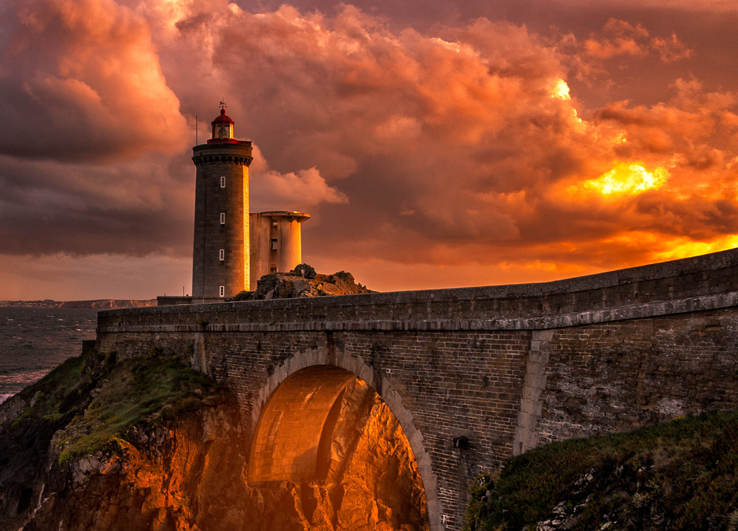 Canvastavla - Sunset Lighthous