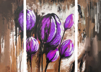 Abstrakt Oljemålning - Purple Tulips