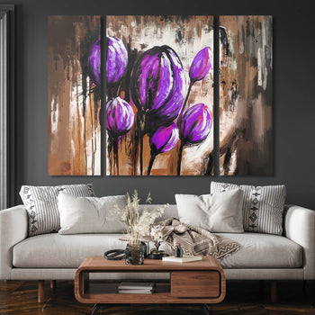 Abstrakt Oljemålning - Purple Tulips