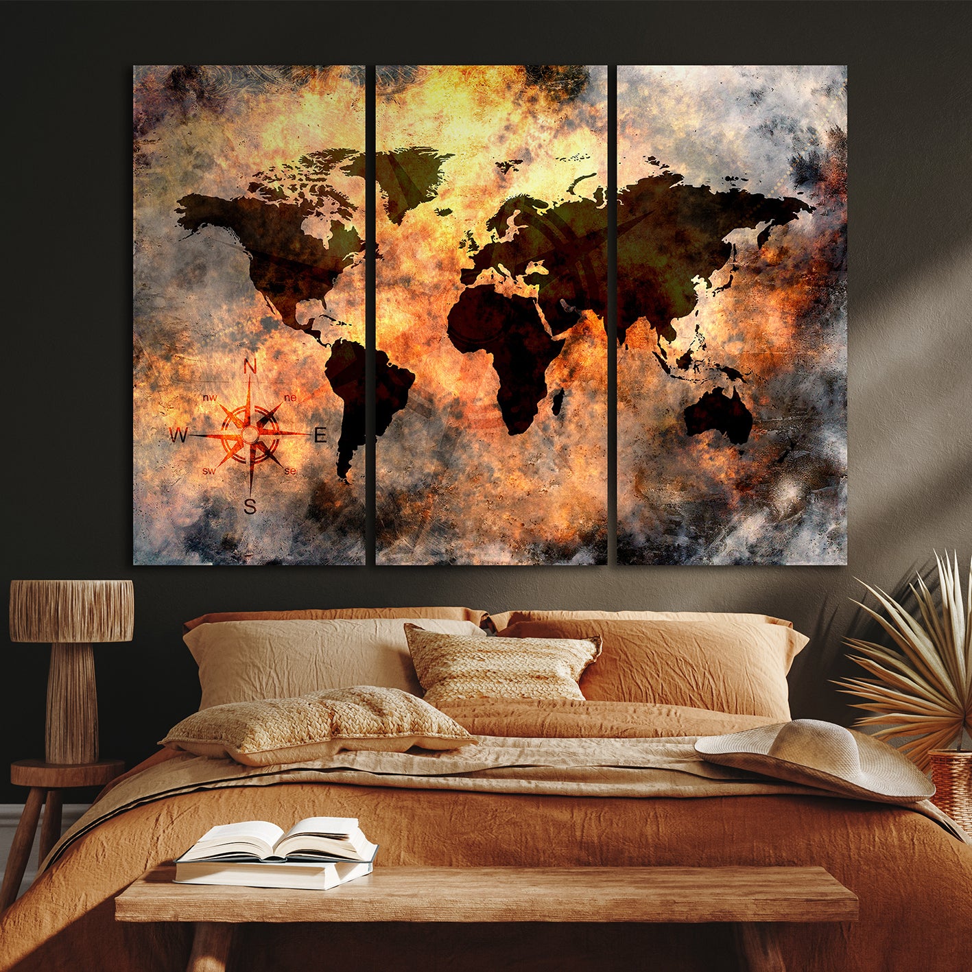 Ljuddämpande tavla - The world map "Magma" - Tavla av världskartan i delar