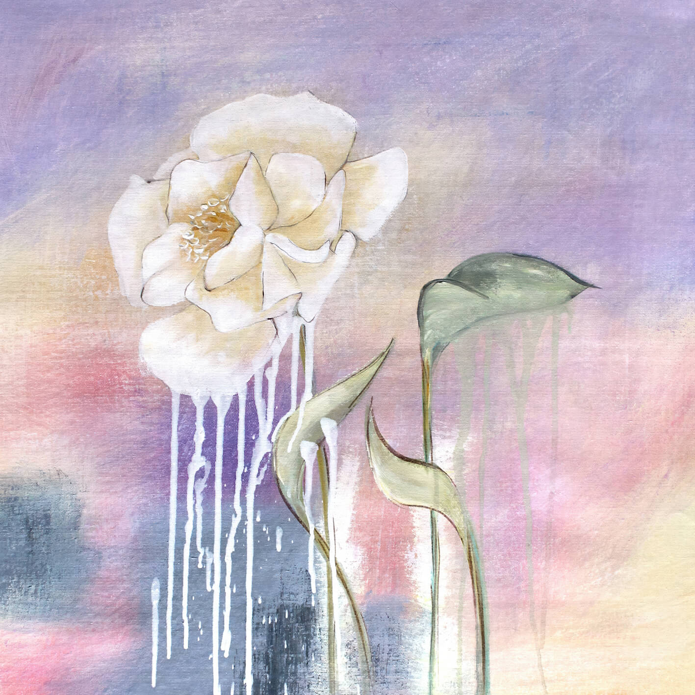 Abstrakt Oljemålning - Pastel meadow