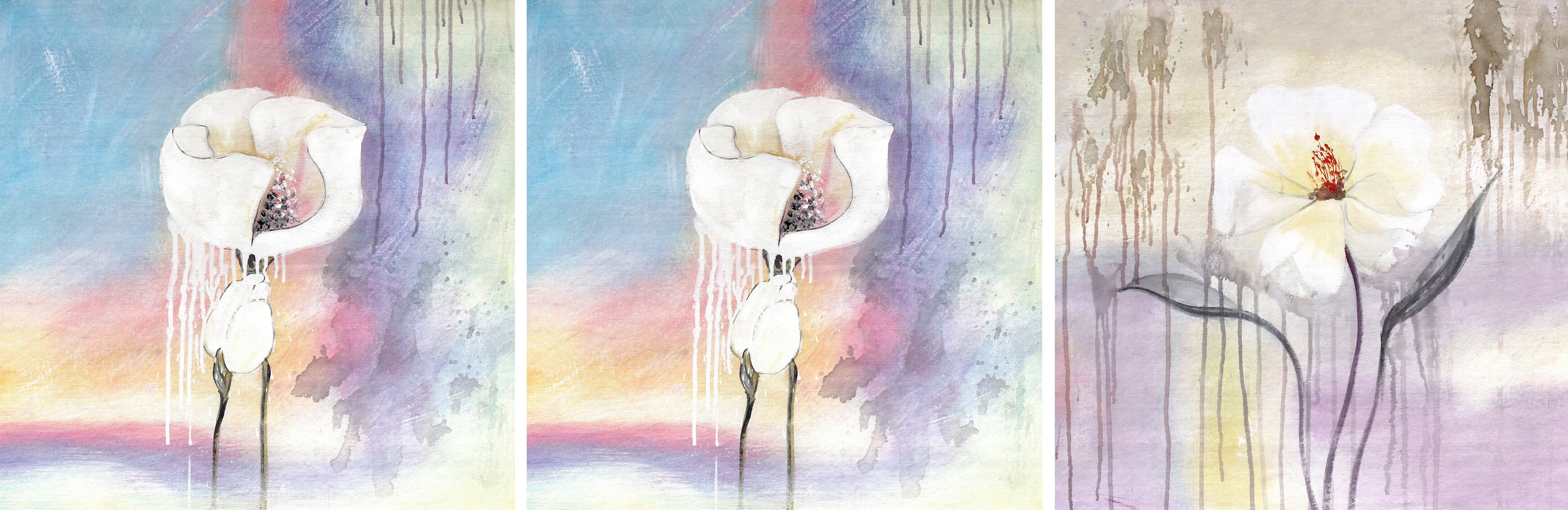 Abstrakt Oljemålning - Pastel meadow