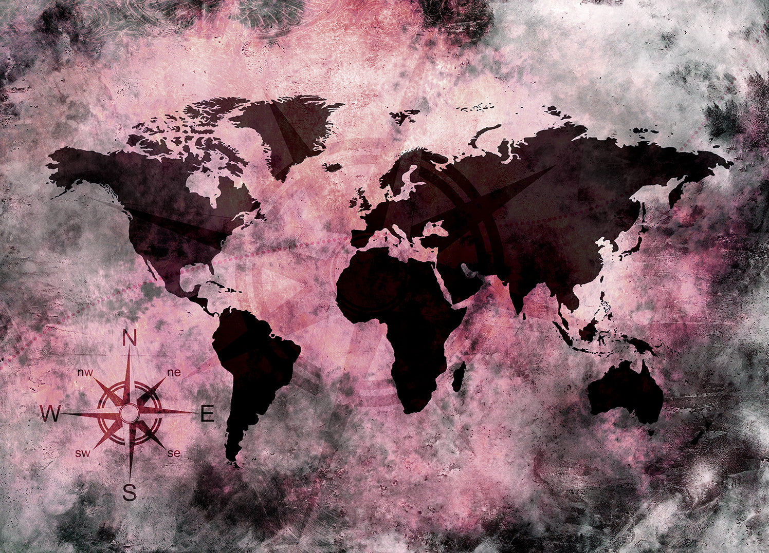 Ljuddämpande tavla - The World Map - Rosa Nyanser
