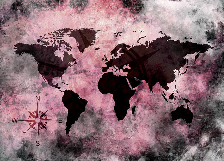 Ljuddämpande tavla - The World Map - Rosa Nyanser