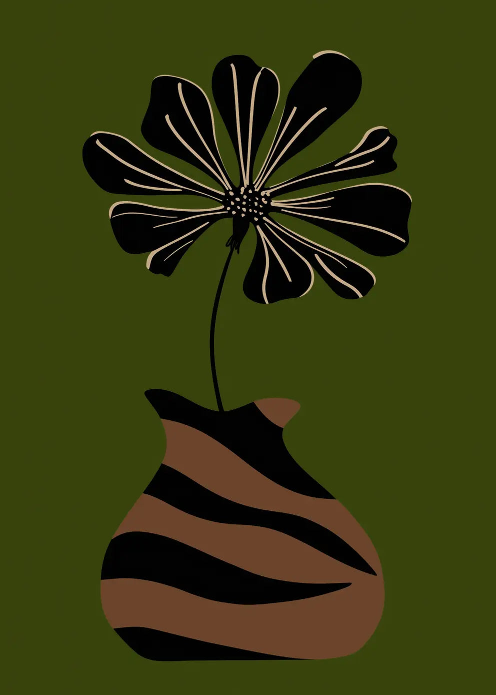 Canvastavla - Midnight Bloom Vessel