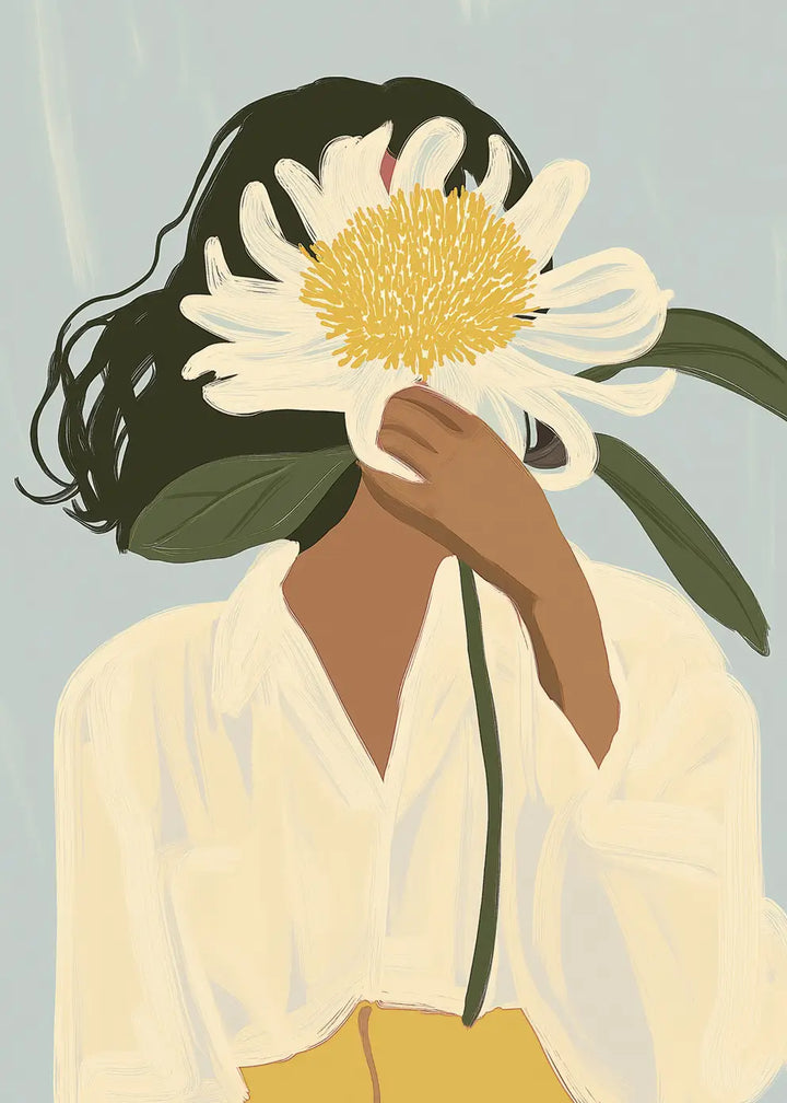 Canvastavla - Woman with White Flower