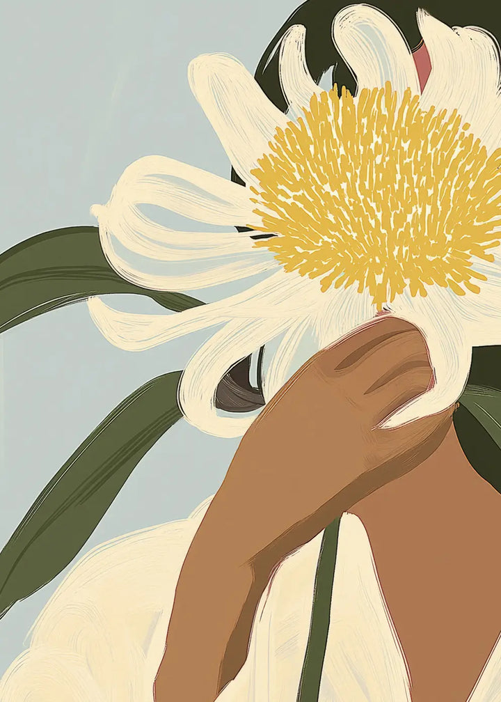 Canvastavla - Woman with White Flower