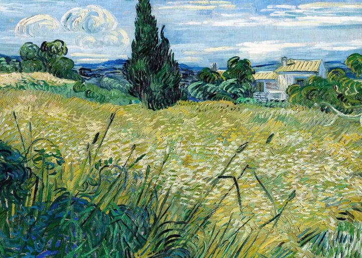 Canvastavla - Green Wheat Field with Cypress