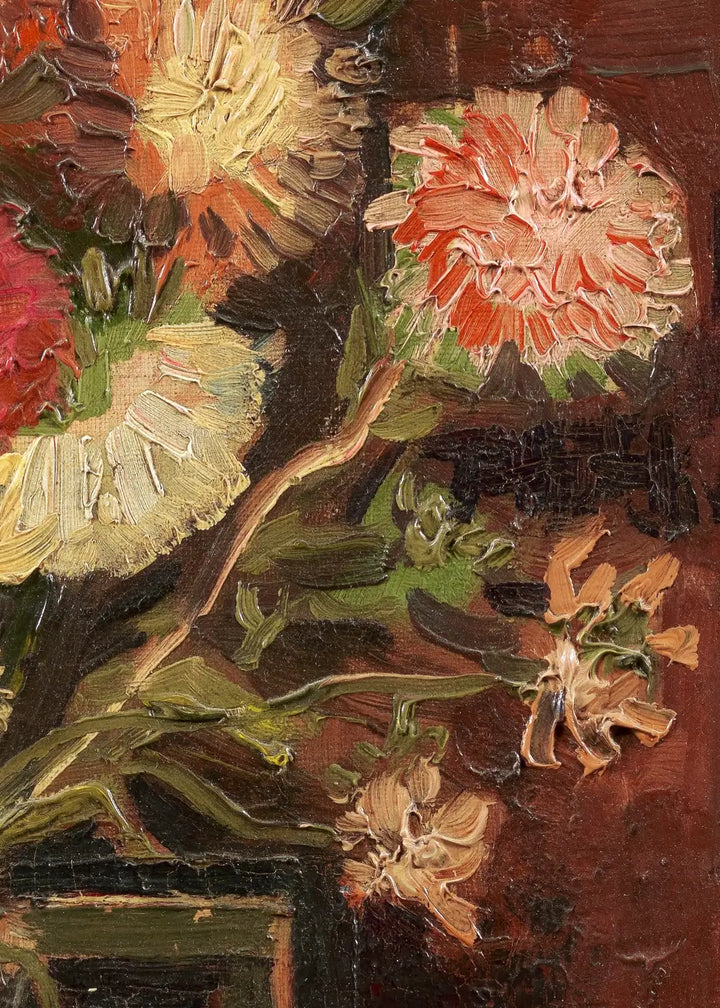Canvastavla - Vase with Chinese Asters and Gladioli