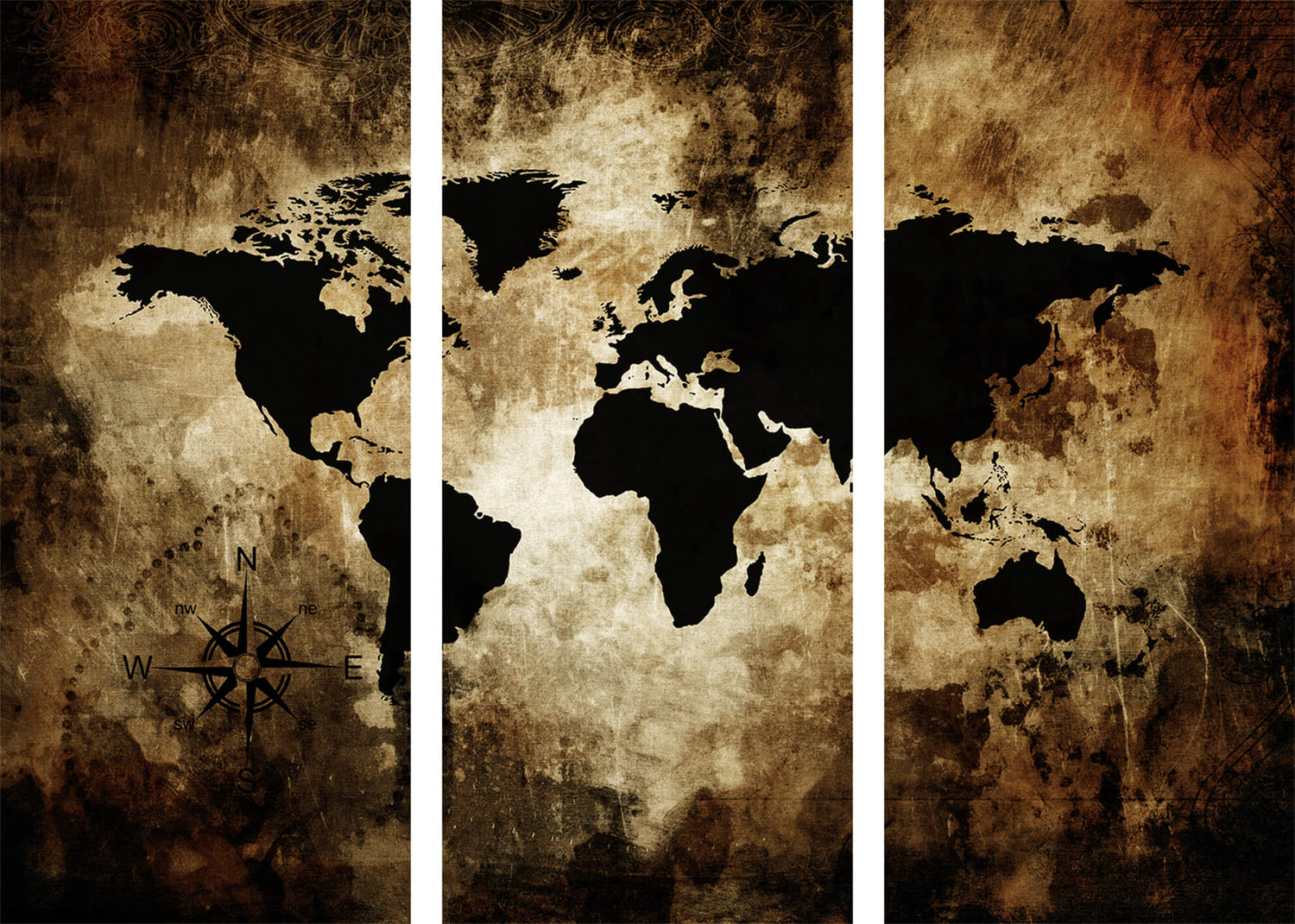 Ljuddämpande tavla - The world map - Tavla i tre delar